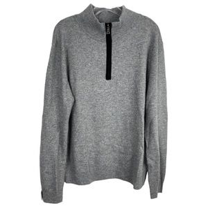 K+J2 Cashmere Blend Sweater NEW 1/4 Zip Neck SIze XL Heather Gray Bloomingdale’s